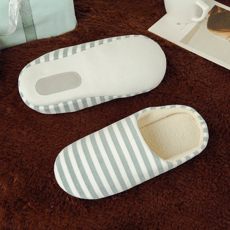 Softsoled Ultrasoft Velvet Cotton Slippers Striped Indoor Floor And Home Cotton Slippers - Babyvera