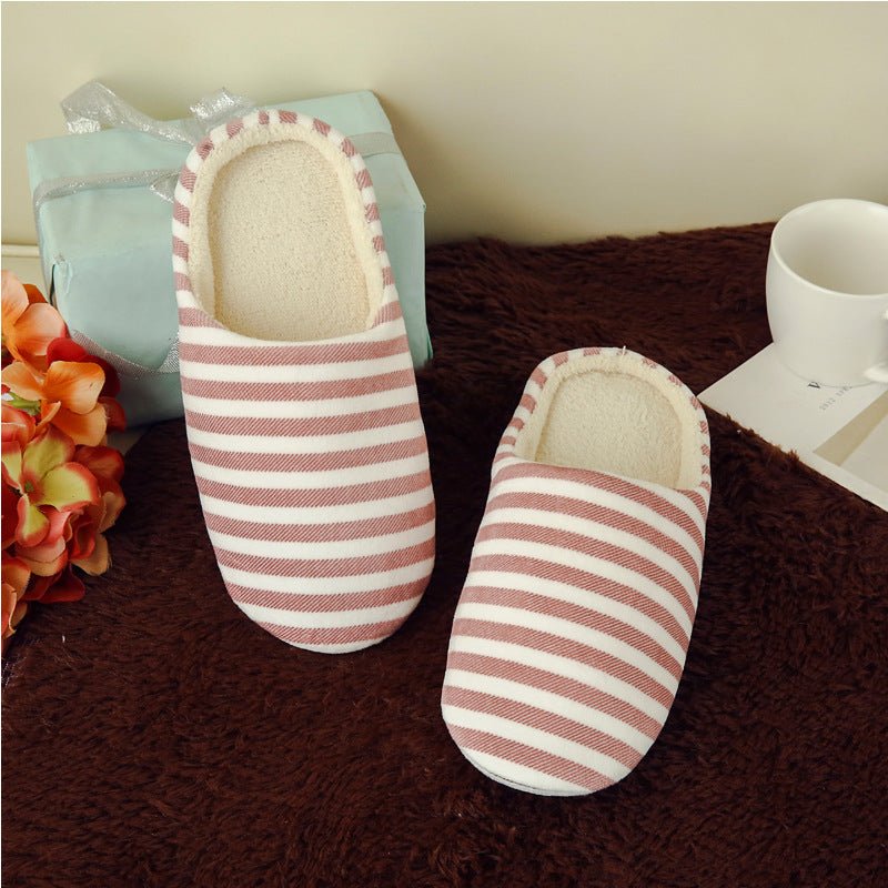 Softsoled Ultrasoft Velvet Cotton Slippers Striped Indoor Floor And Home Cotton Slippers - Babyvera