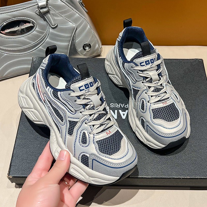 Thick Bottom Breathable Gray Mesh Board Shoes Female - Babyvera