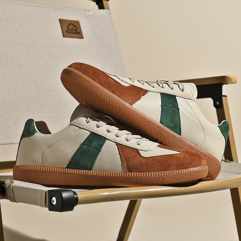 Top Layer Pigskin Leather Sneaker Japanese Canvas Retro Sports Couple Casual Shoes - Babyvera