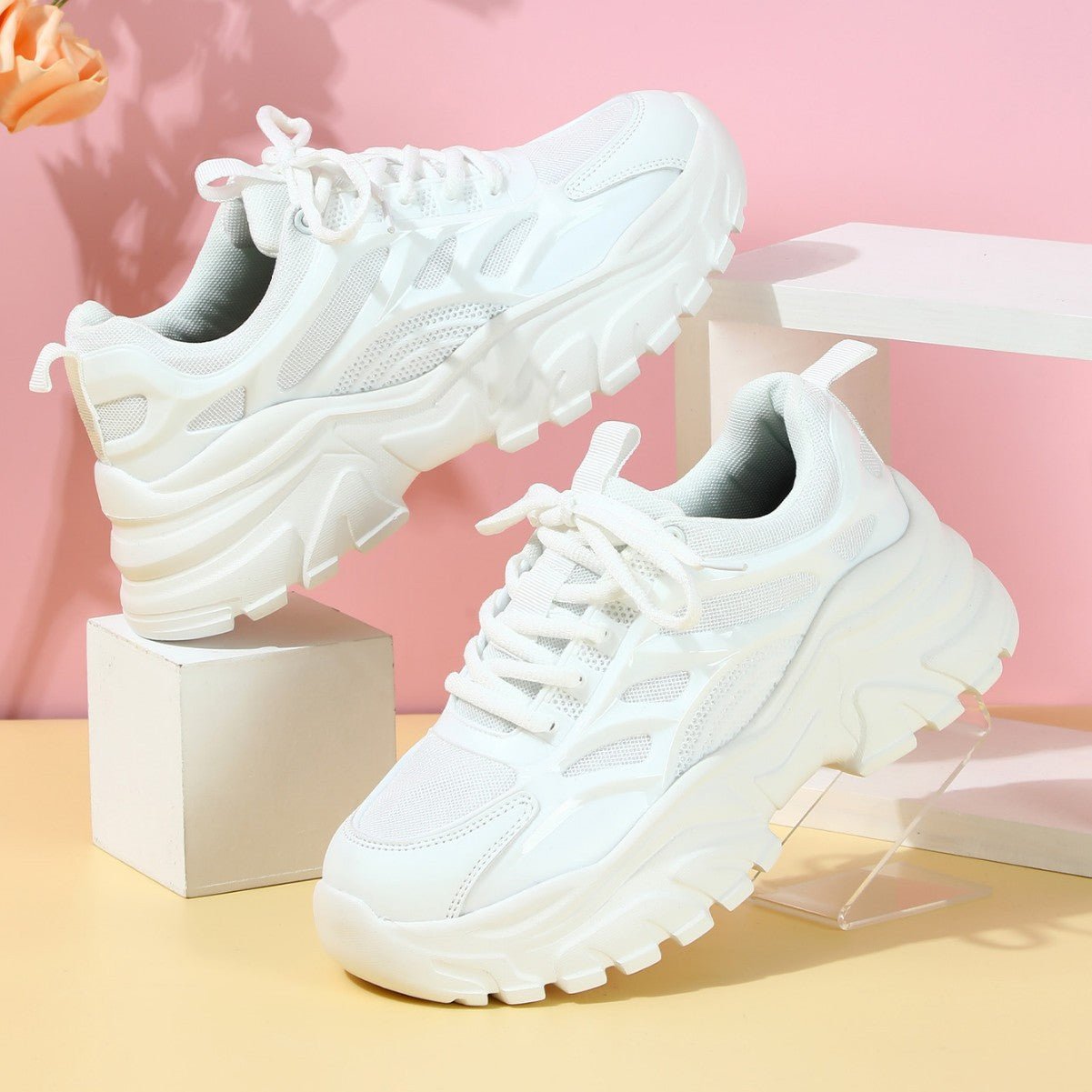 Trendy Thick Bottom Height Increasing Breathable Comfortable Four Seasons Leisure Sneaker - Babyvera