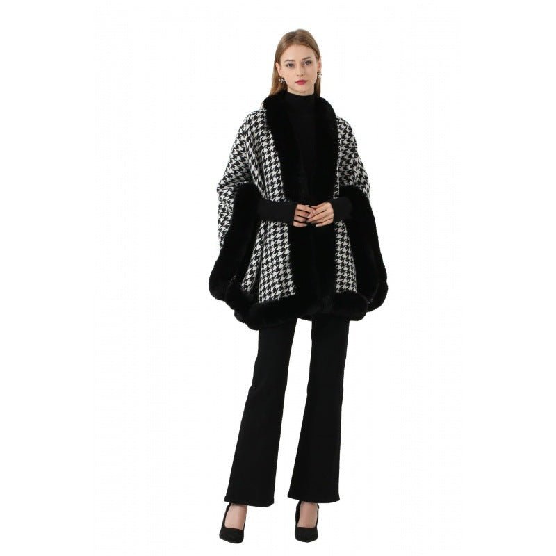 Tweed Shawl Scarf Cape Coat Women - Babyvera