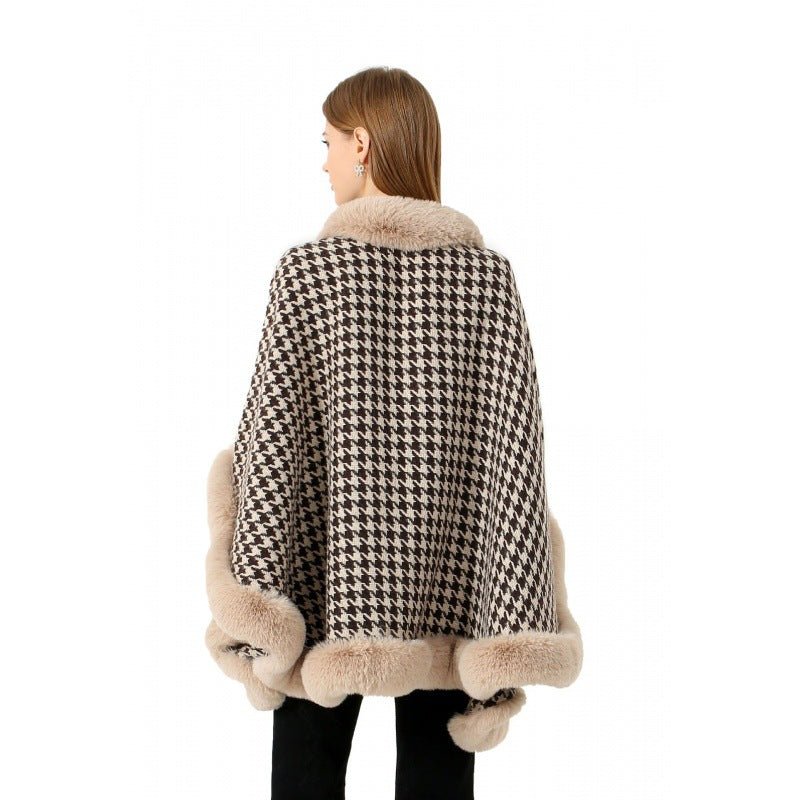 Tweed Shawl Scarf Cape Coat Women - Babyvera