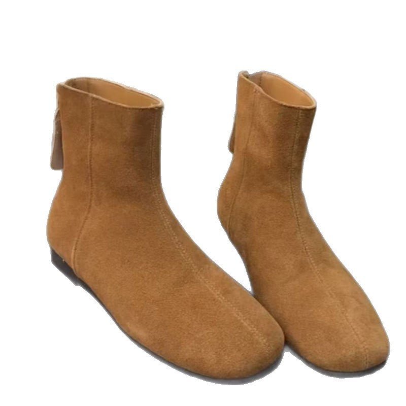 Versatile Retro Round Toe Matte Leather Casual Ankle Boots - Babyvera