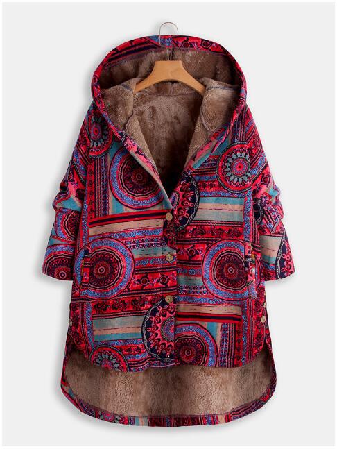 Women Winter Floral Printed Coat Vintage - Babyvera