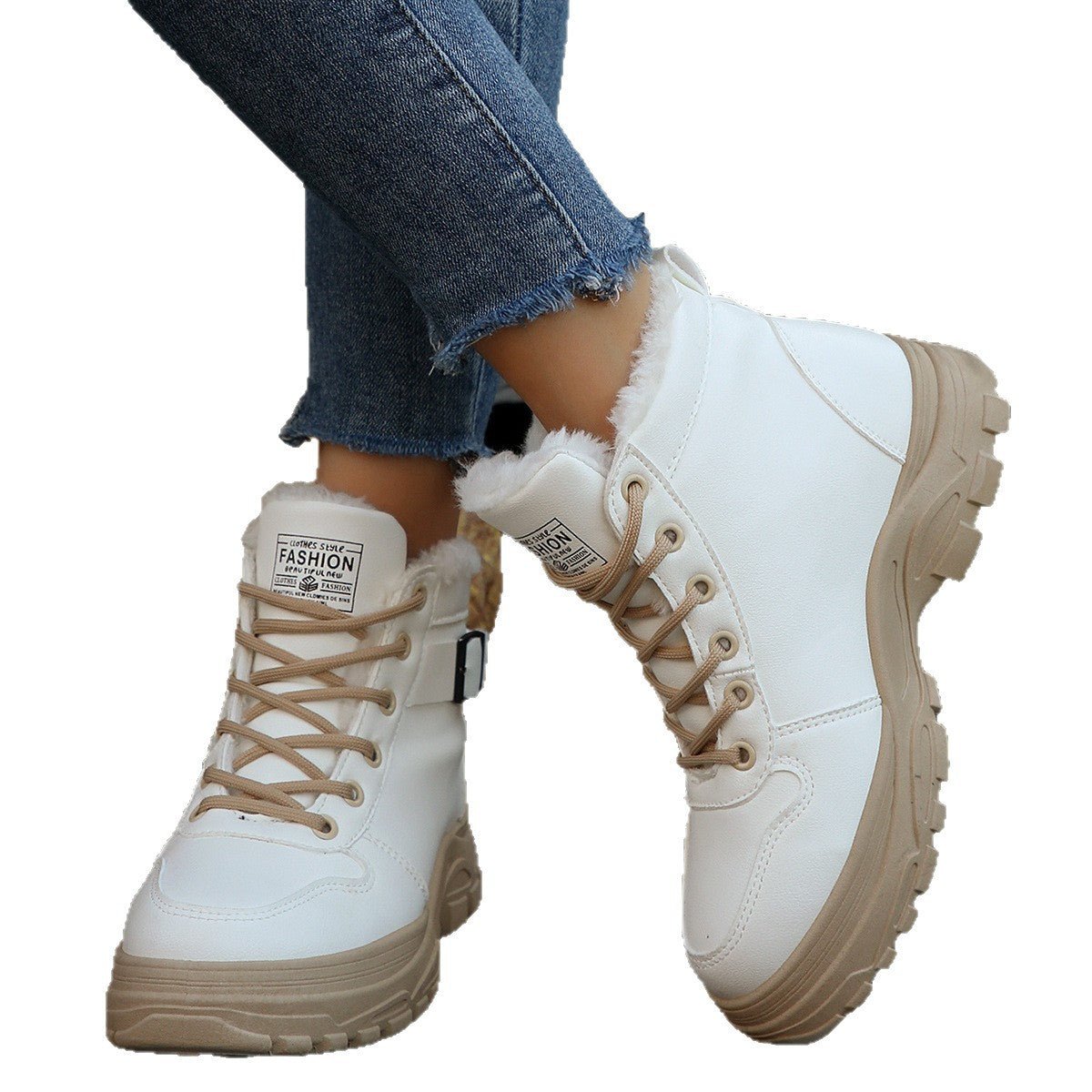 Women's Casual Mid - calf Fleece - lined, Thickened, Insulated Cotton Boots - Babyvera