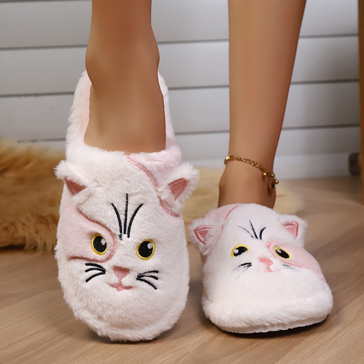 Women's Cotton Slippers Minimalist Design Winter Cartoon Pattern - Babyvera
