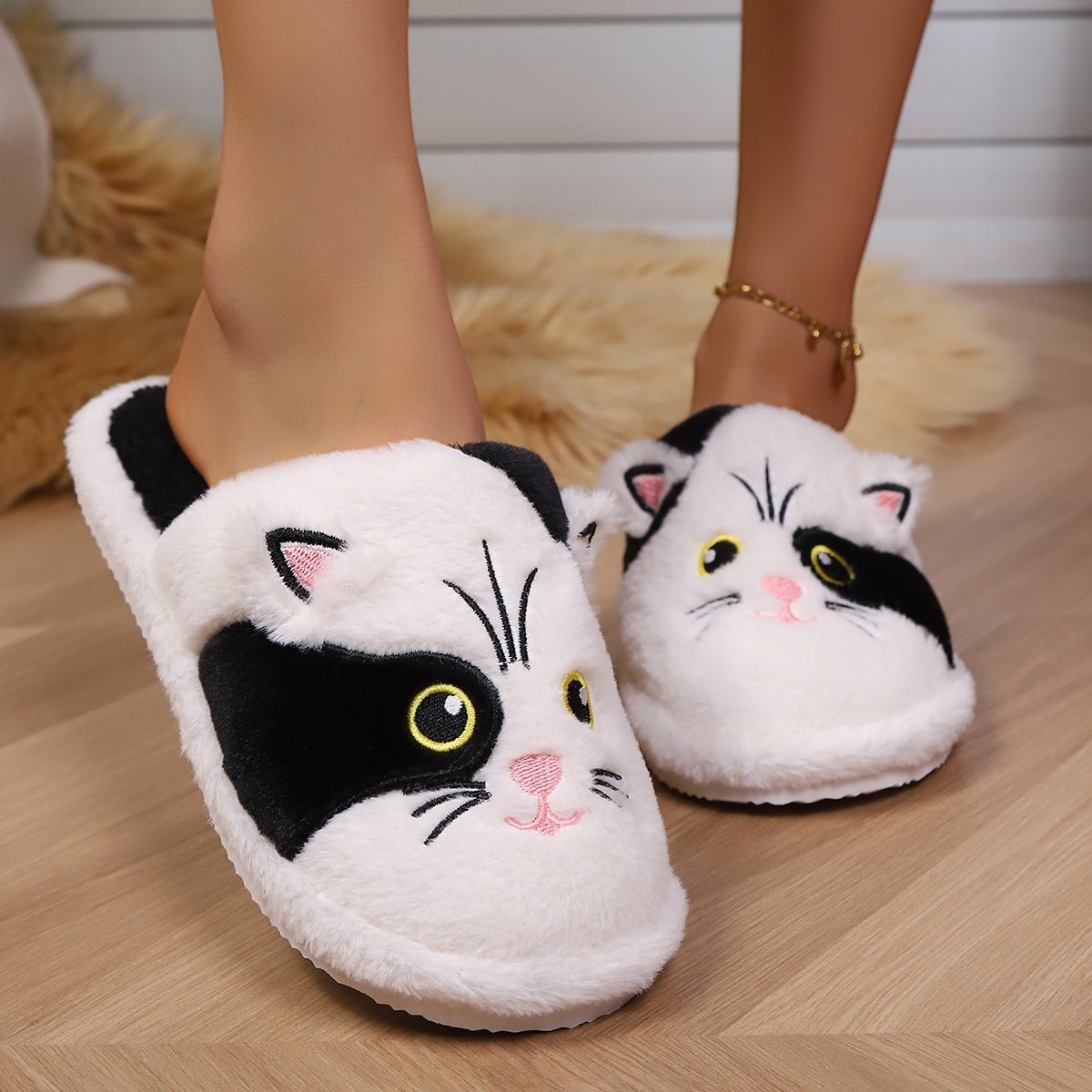 Women's Cotton Slippers Minimalist Design Winter Cartoon Pattern - Babyvera