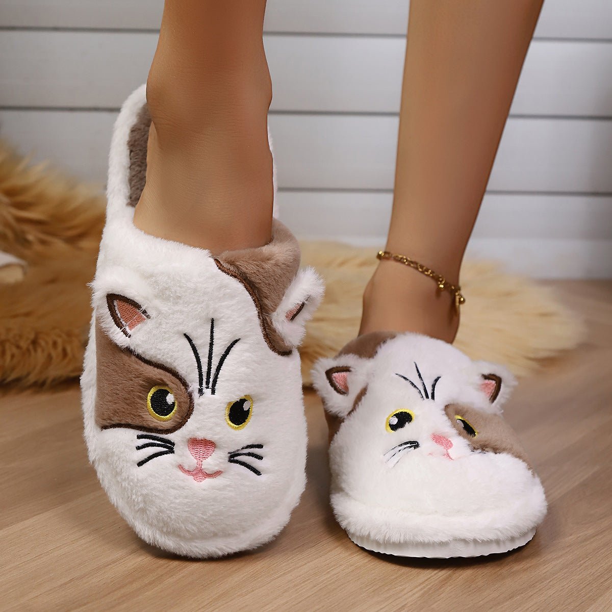 Women's Cotton Slippers Minimalist Design Winter Cartoon Pattern - Babyvera