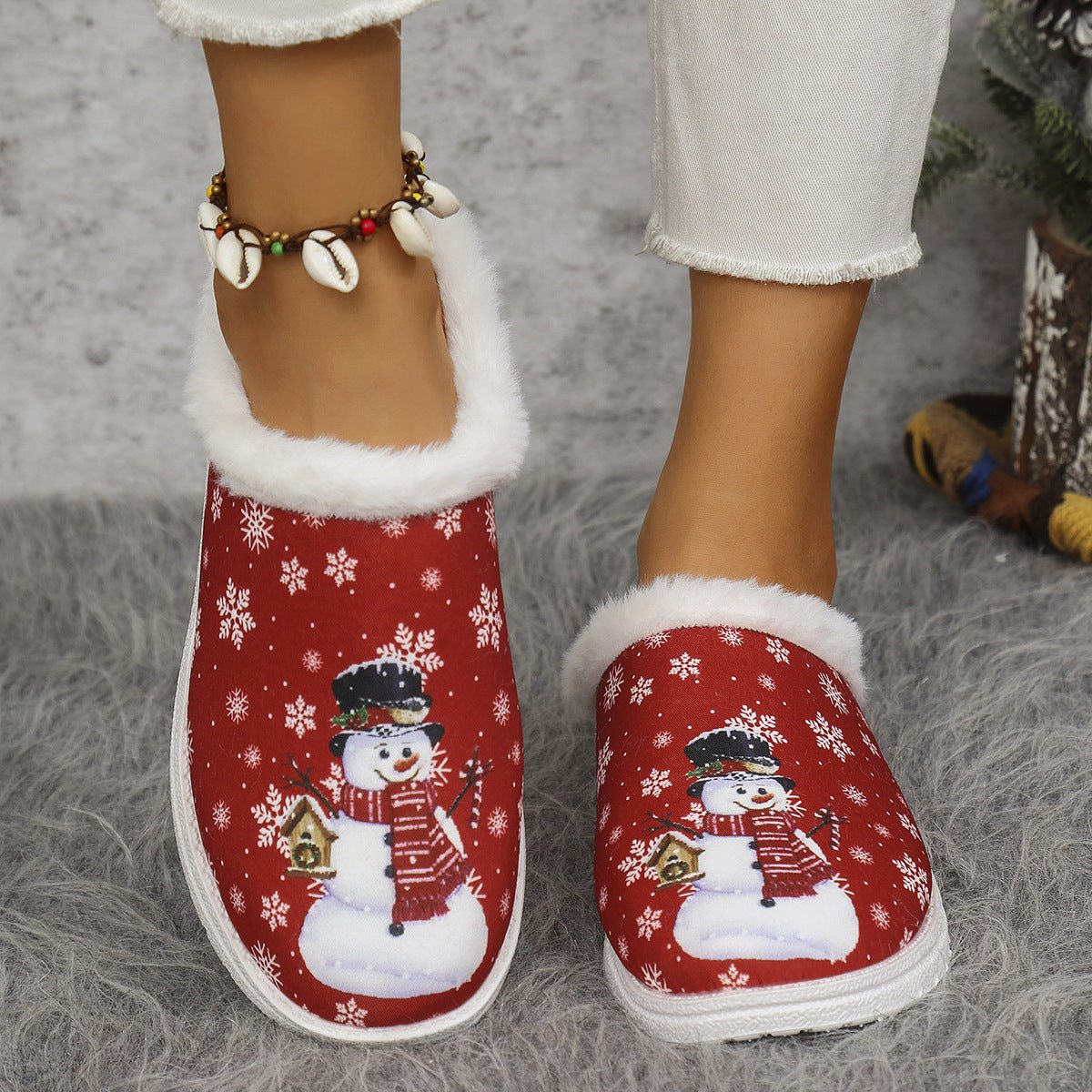 Womens Cozy, Thick - soled Cotton Slippers For Christmas - Babyvera