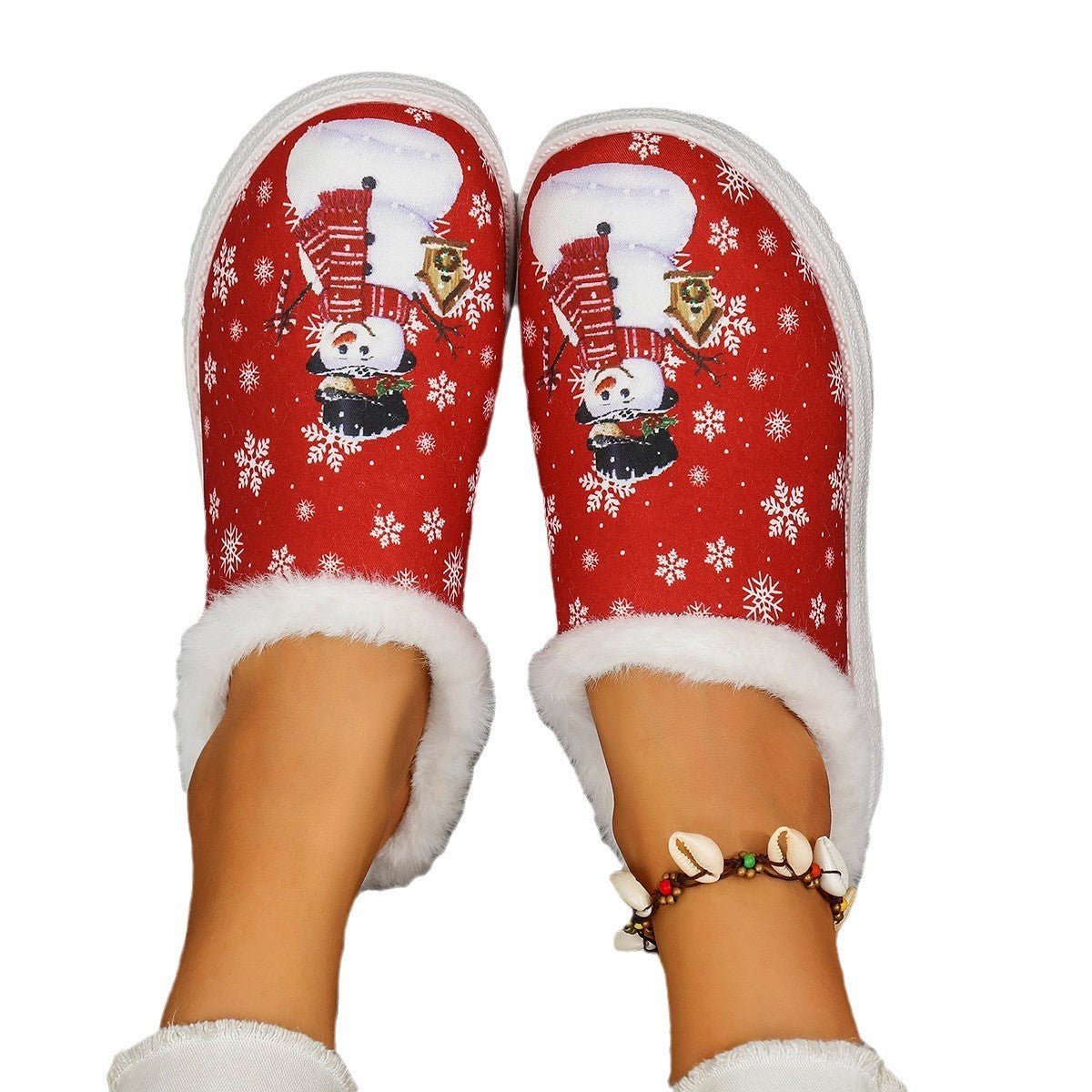 Womens Cozy, Thick - soled Cotton Slippers For Christmas - Babyvera