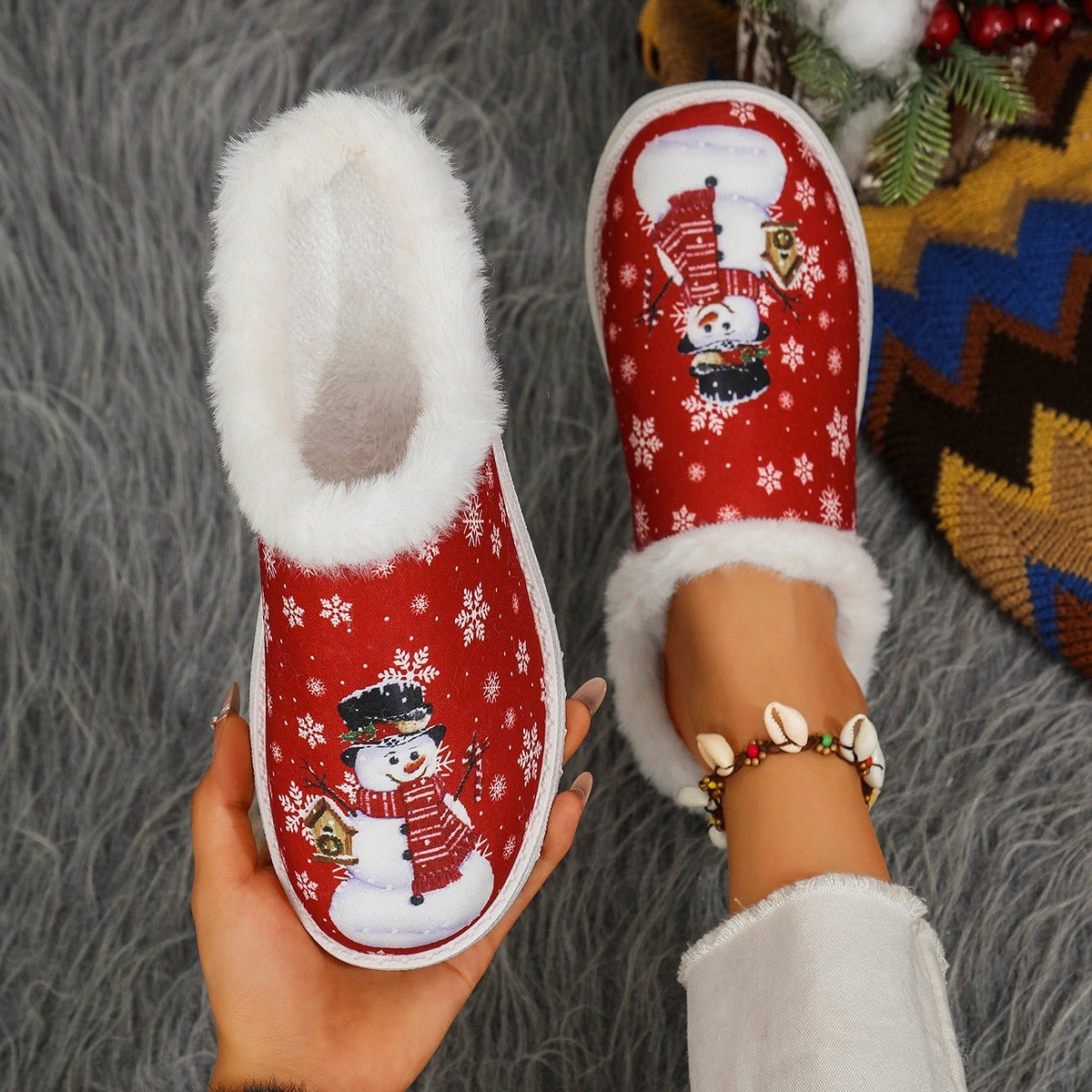 Womens Cozy, Thick - soled Cotton Slippers For Christmas - Babyvera
