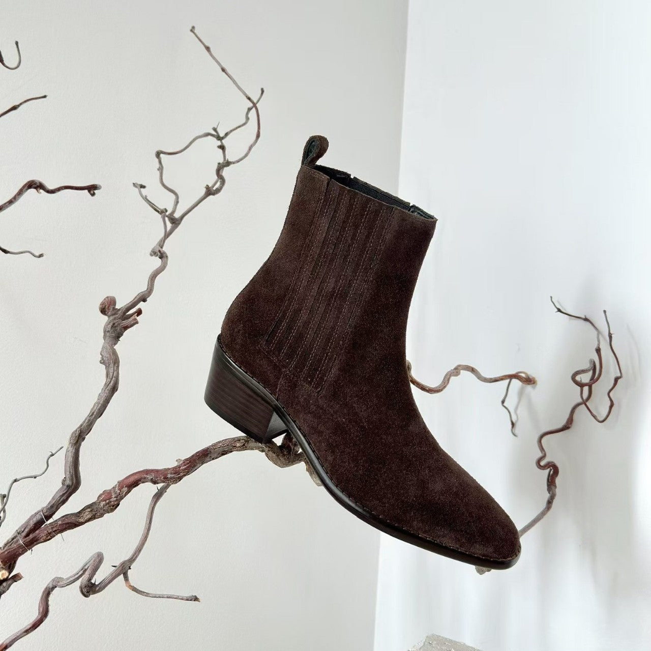Womens Early Autumn French - Style Ankle Boots In Genuine Leather With A Square Toe And Chunky Mid Heel - Babyvera