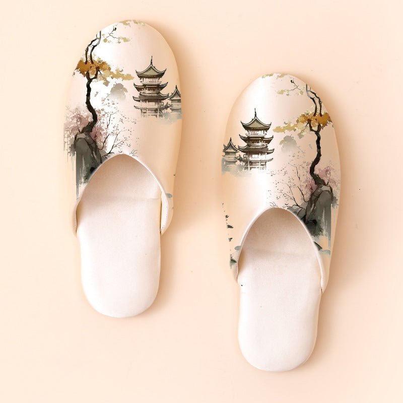 Women's Fashionable Non - slip Printed Fabric Slippers - Babyvera