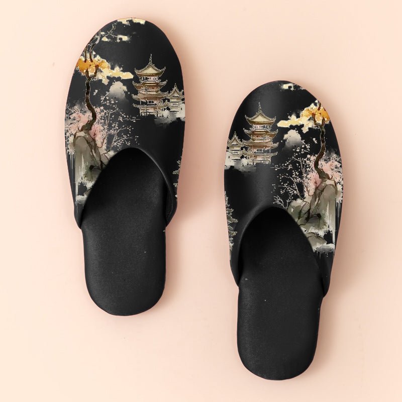 Women's Fashionable Non - slip Printed Fabric Slippers - Babyvera