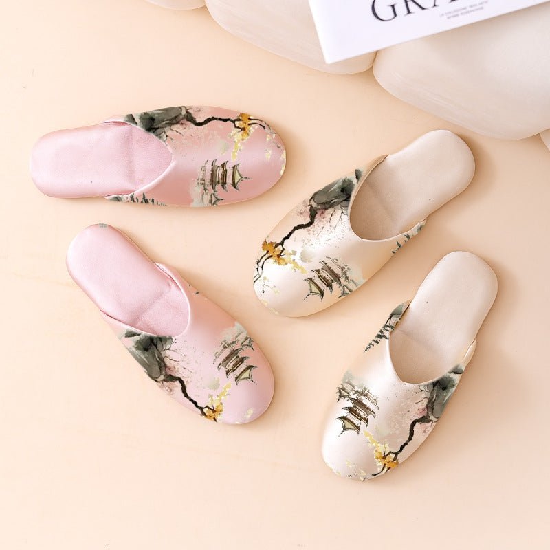 Women's Fashionable Non - slip Printed Fabric Slippers - Babyvera