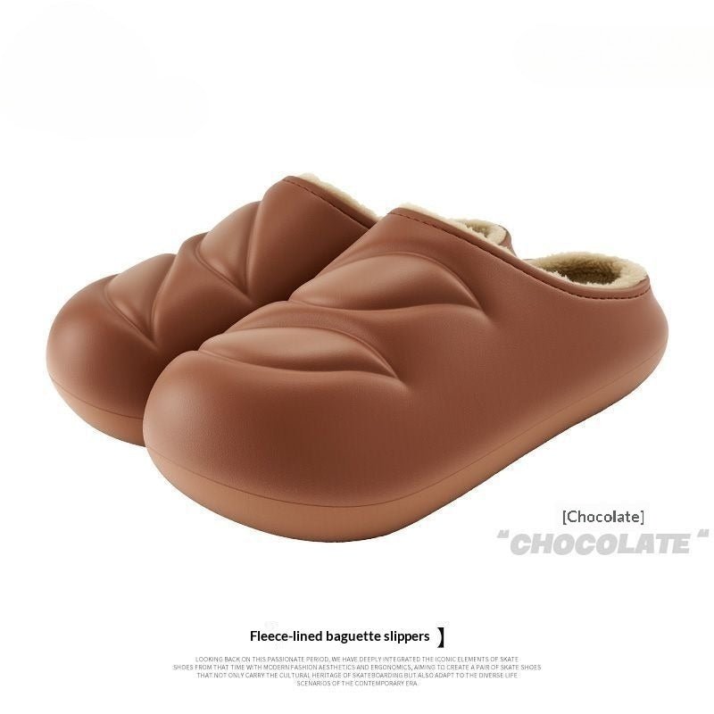 Women's Indoor Slippers With Bread - shaped Plush Lining And Soft Soles - Babyvera