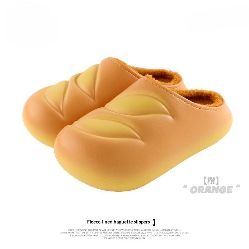 Women's Indoor Slippers With Bread - shaped Plush Lining And Soft Soles - Babyvera
