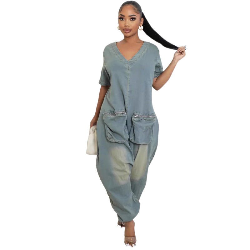 Women's Loose Crotch Jumpsuit Retro Personality - Babyvera