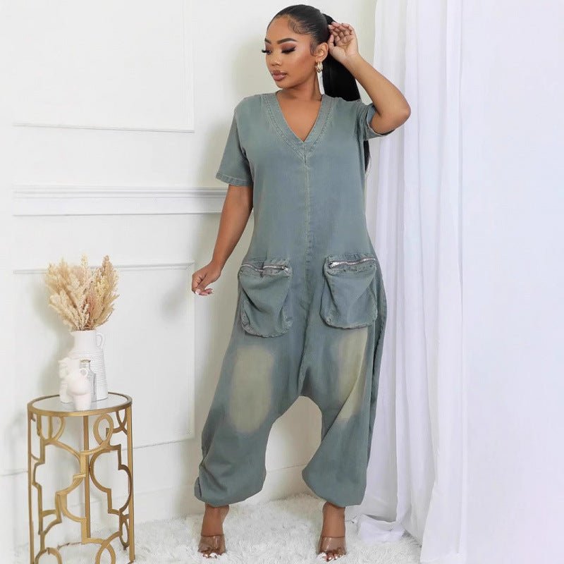 Women's Loose Crotch Jumpsuit Retro Personality - Babyvera