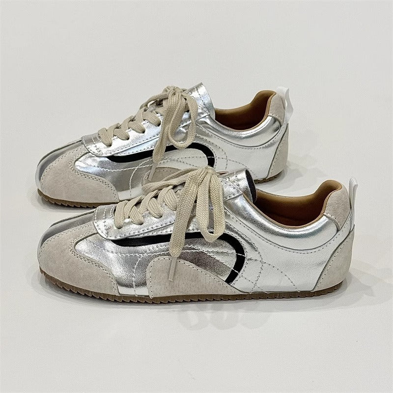 Women's New Arrival Retro Color - Block Flat Derbies All - Match Casual Sneakers - Babyvera