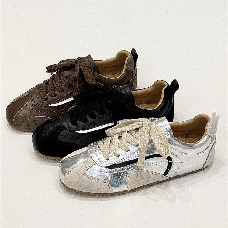 Women's New Arrival Retro Color - Block Flat Derbies All - Match Casual Sneakers - Babyvera