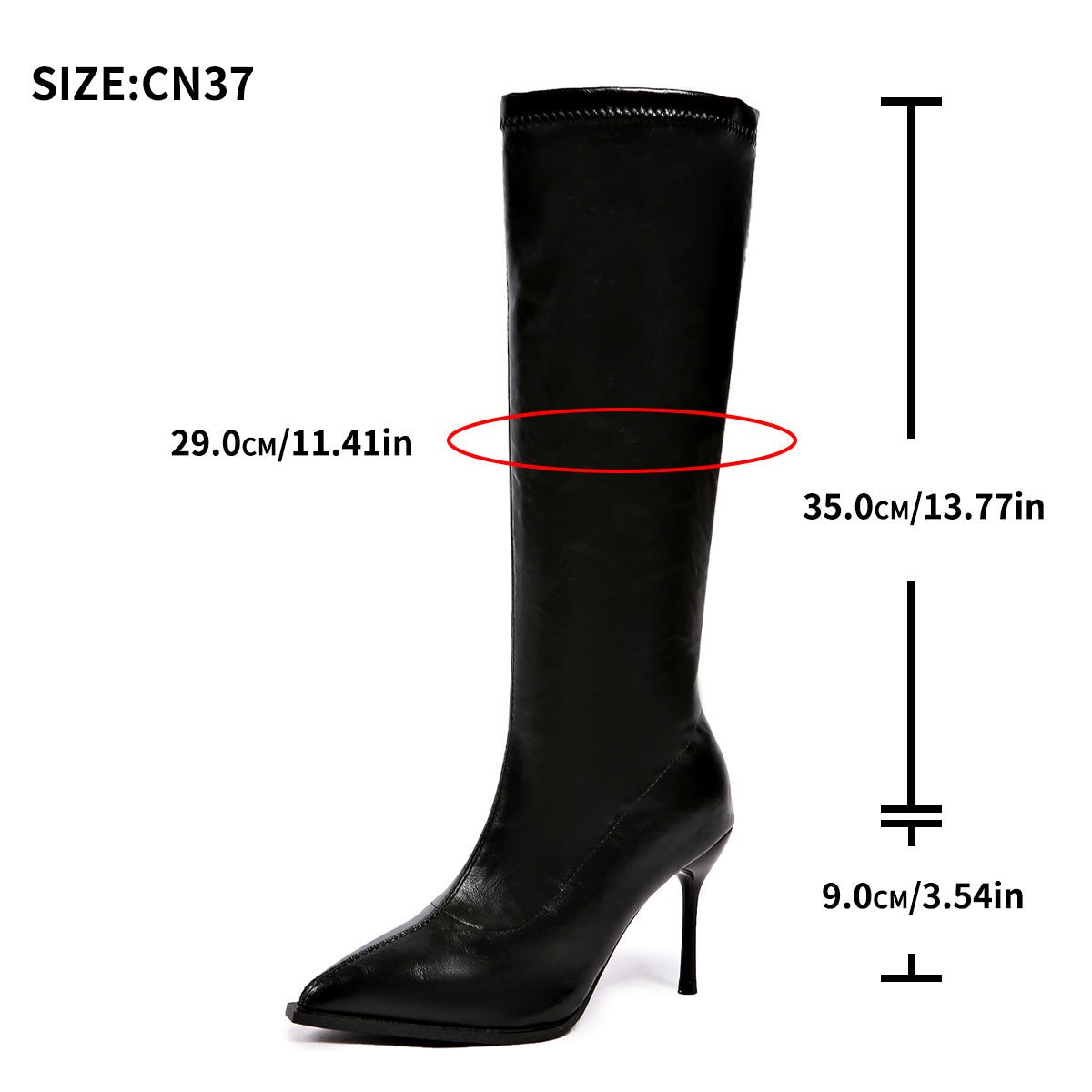 Womens Plus - Size Knight - Style Pointed - Toe Stiletto Boots With Side Zipper - Babyvera