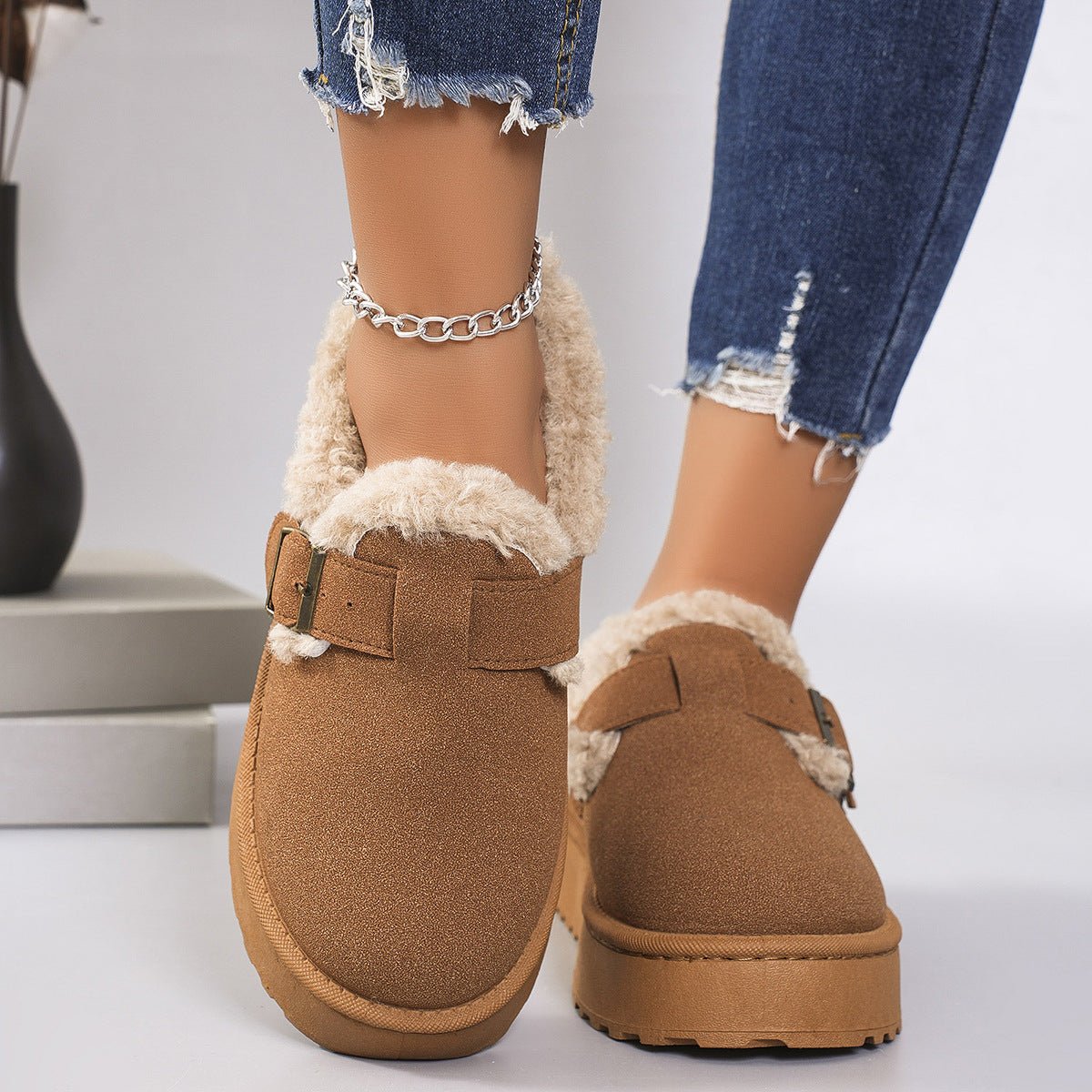 Women's Plus - size Snow Boots With Plush Lining And Thick Soles - Babyvera