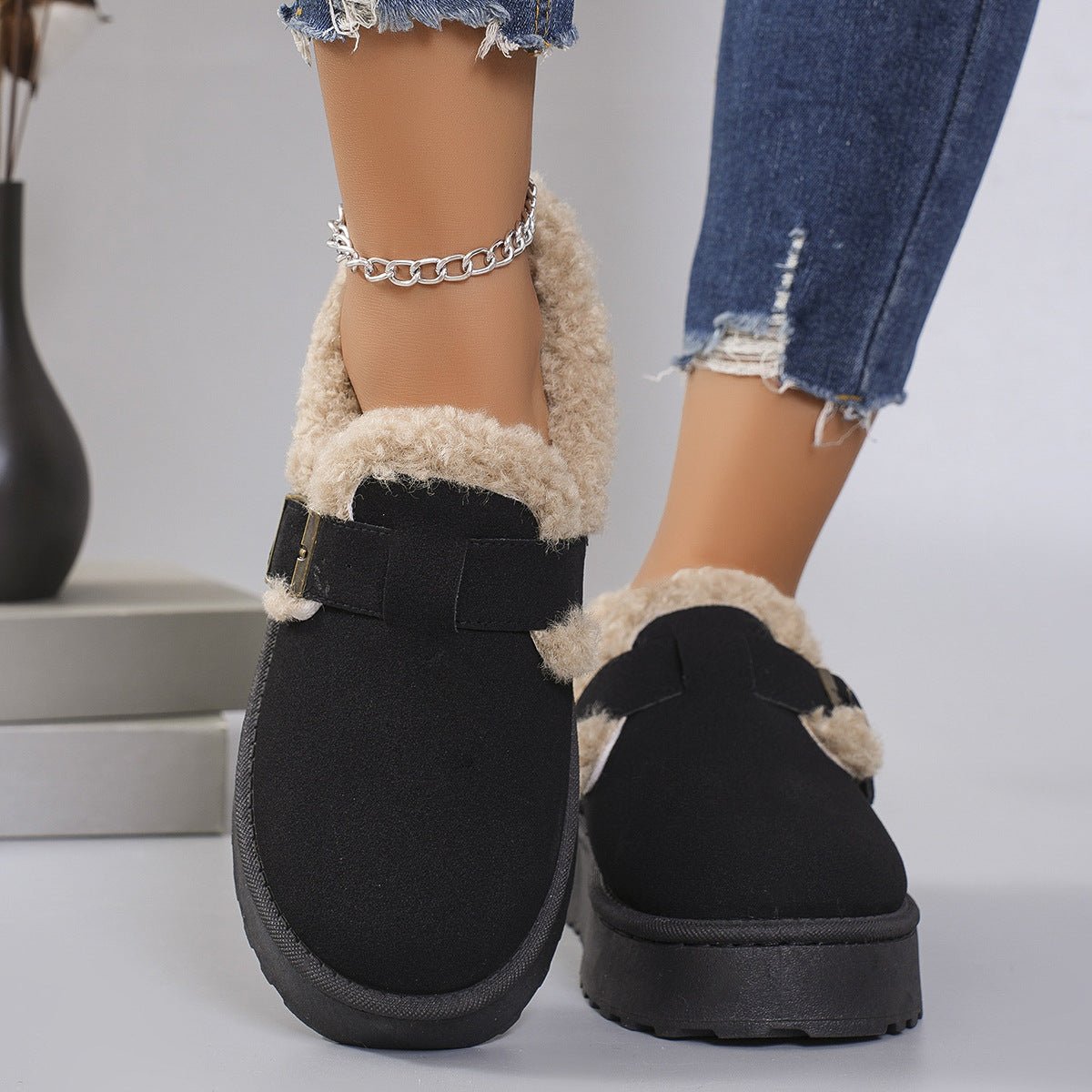 Women's Plus - size Snow Boots With Plush Lining And Thick Soles - Babyvera