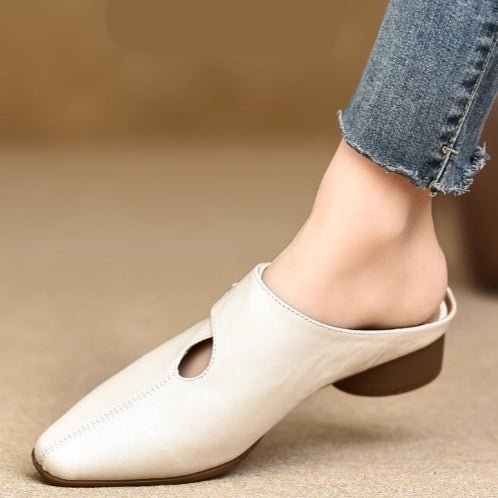 Women's Slip - on Slippers With Hand - stitched Pattern Made From First - layer Sheepskin - Babyvera