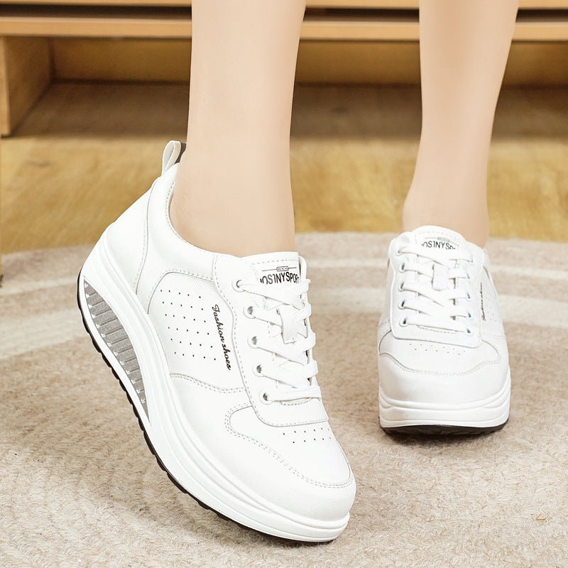 Women's Thick - soled Sports Casual Versatile White Shoes - Babyvera