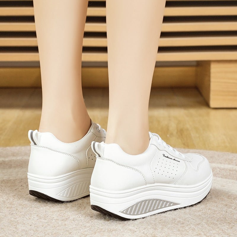 Women's Thick - soled Sports Casual Versatile White Shoes - Babyvera