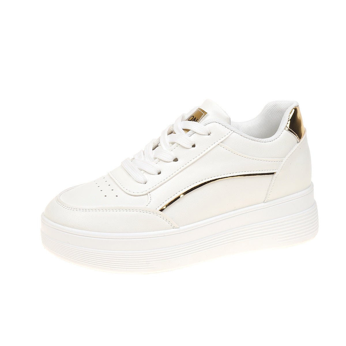 Womens White Chunky-soled Elevating Sneakers - Babyvera