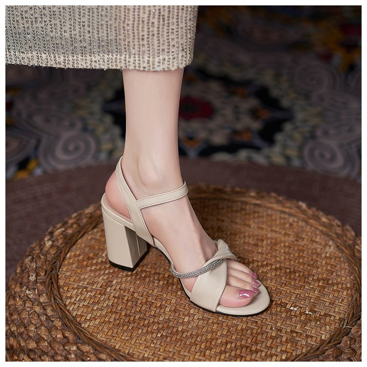 YB - 32 Chunky Heel Sandals For Women Comfortable High Heel Small Size - Babyvera