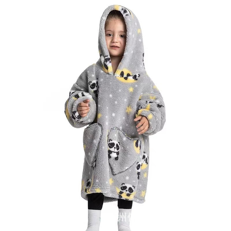 Boys And Girls Comfortable Cotton Velvet Cold-proof Clothes Lazy Blanket Hooded Plus-sized Thickened Blanket Lazy Clothes Children's Sleepwear - [[{"value":"{{ Babyvera Babyvera  }}"}]]