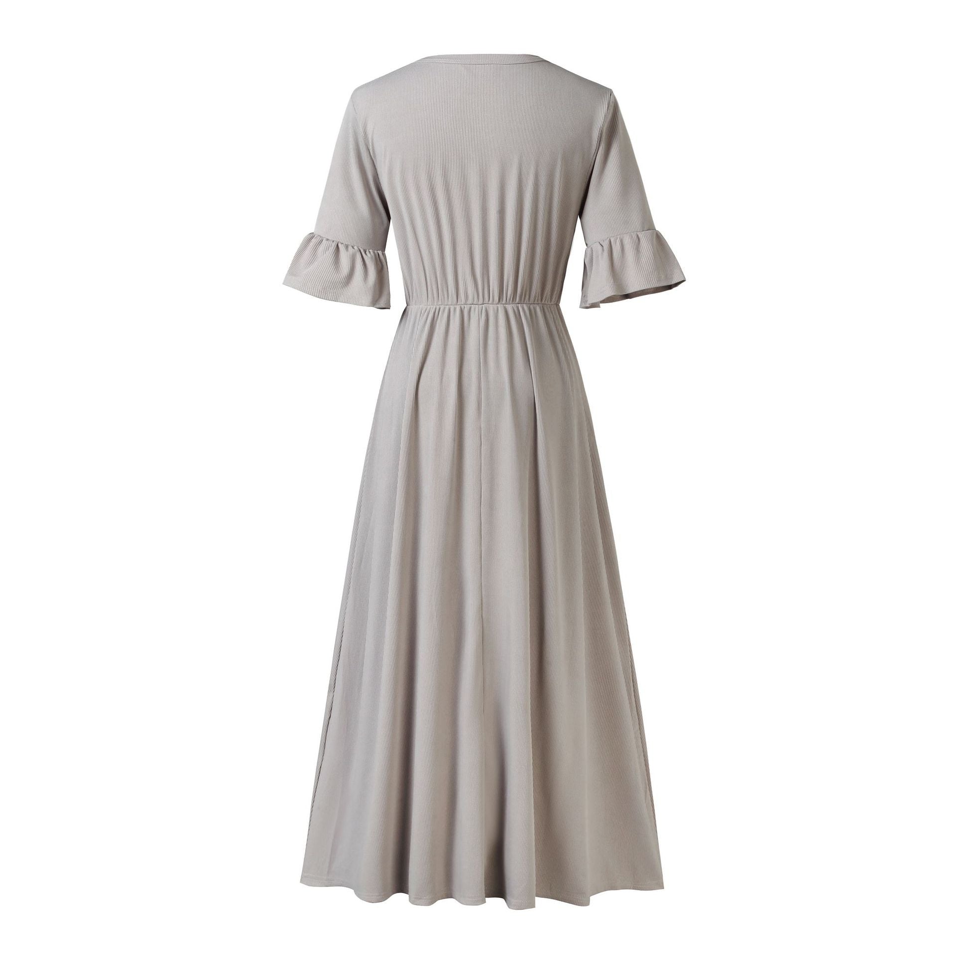 V-neck Pit Strip Drape Solid Color Nursing Short-sleeved Dress - [[{"value":"{{ Babyvera Babyvera  }}"}]]