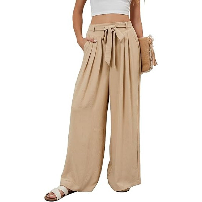 Womens Stylish Solid-color Flowy High-waist Wide-leg Pants - [[{"value":"{{ Babyvera Babyvera  }}"}]]