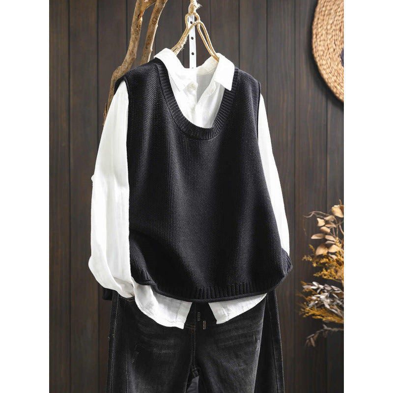 Back Buttoned Cotton Thread Knitted Vest Women - [[{"value":"{{ Babyvera Babyvera  }}"}]]