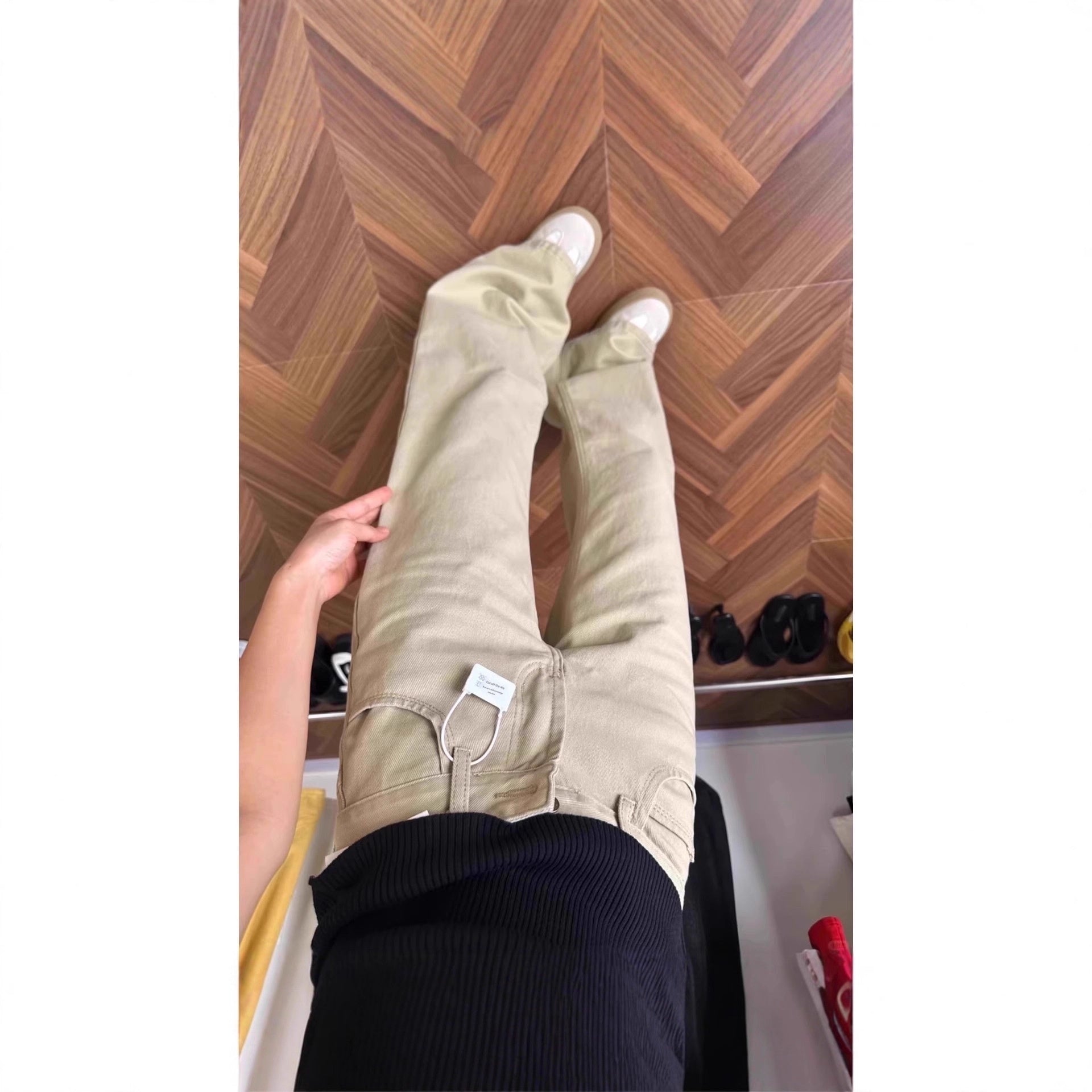 American-style Vintage Khaki Flared High-waist Brown Maillard Loose Floor-length Pants - [[{"value":"{{ Babyvera Babyvera  }}"}]]