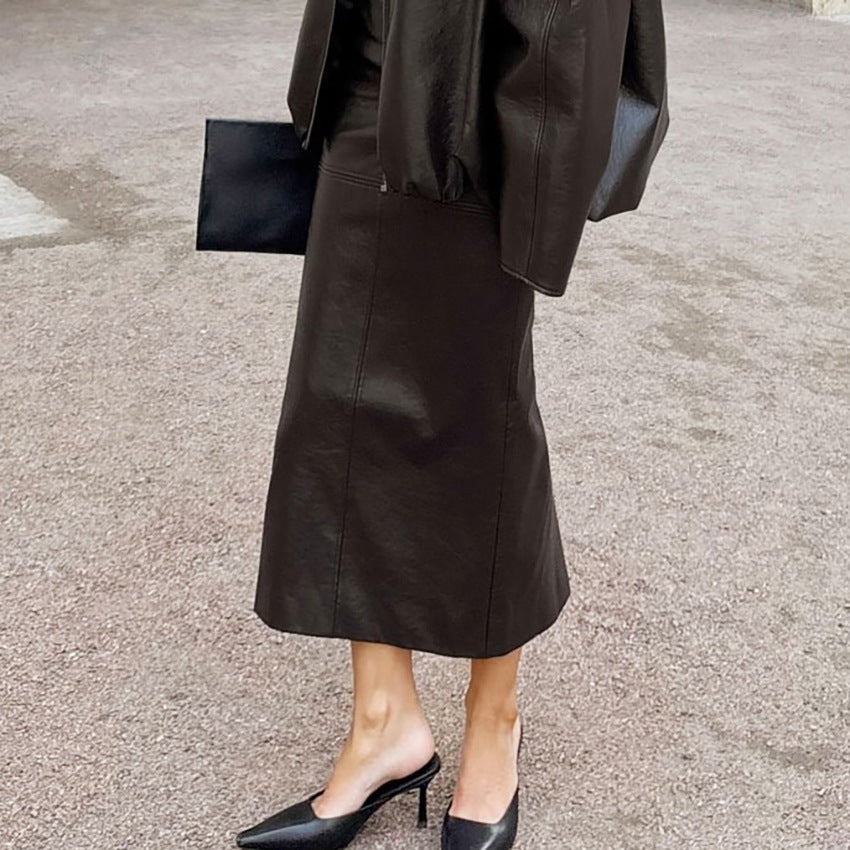 High-end PU Leather Midi Skirt - [[{"value":"{{ Babyvera Babyvera  }}"}]]