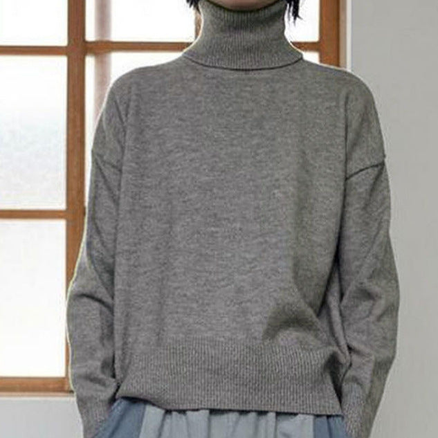 Elegant Commuter Knitted Long-Sleeve T-Shirt With A High Neck Pullover Sweater - [[{"value":"{{ Babyvera Babyvera  }}"}]]