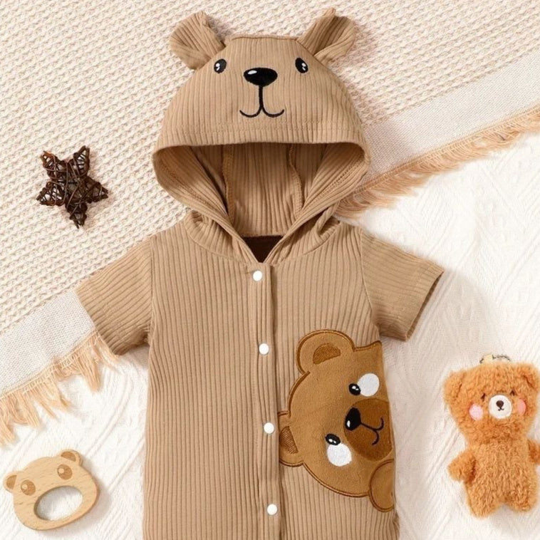 0-9 Months Newborn Baby Boy Baby Girl Rib Brown Short Sleeves - [[{"value":"{{ Babyvera Babyvera  }}"}]]