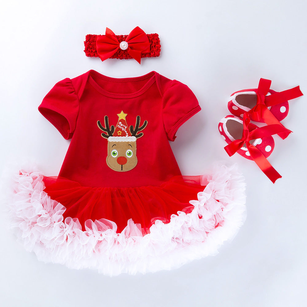 Baby Short Sleeve Cartoon Romper Mesh Dress - [[{"value":"{{ Babyvera Babyvera  }}"}]]