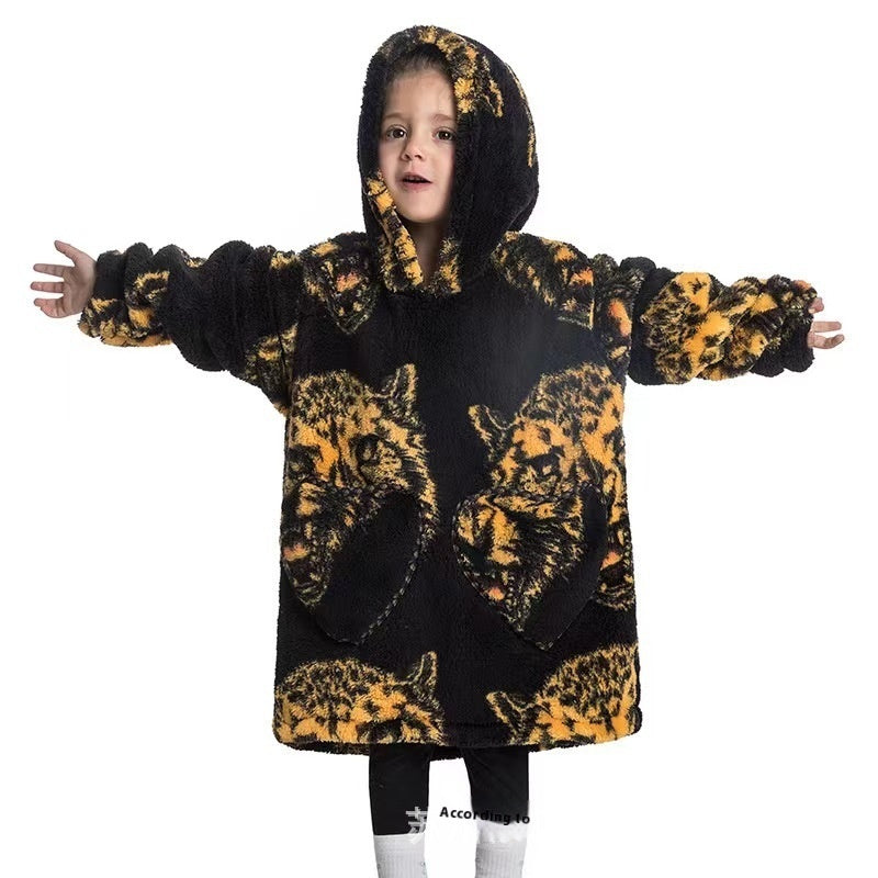 Boys And Girls Comfortable Cotton Velvet Cold-proof Clothes Lazy Blanket Hooded Plus-sized Thickened Blanket Lazy Clothes Children's Sleepwear - [[{"value":"{{ Babyvera Babyvera  }}"}]]