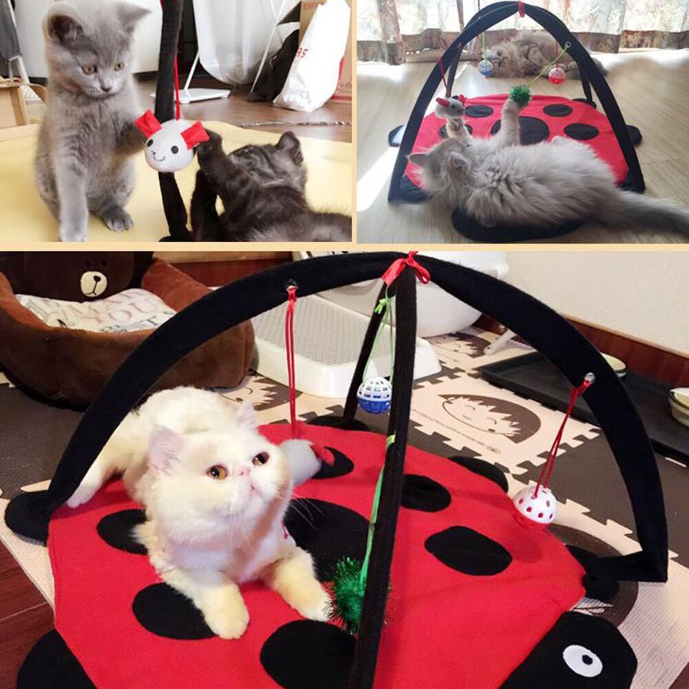 Cartoon Cat Play Tent Multifunctional Cat Hammocks Kitten Sleep Bed Foldable Cat Mat with Balls Cat Play House Toy - [[{"value":"{{ Babyvera Babyvera  }}"}]]