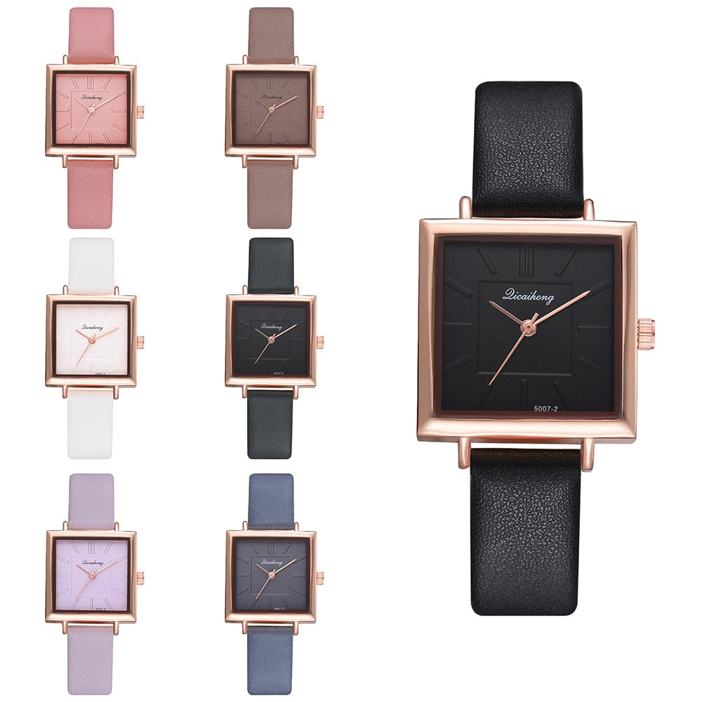 Square Women Bracelet Watch Contracted Leather Crystal WristWatches Women Dress Ladies Quartz Clock - [[{"value":"{{ Babyvera Babyvera  }}"}]]