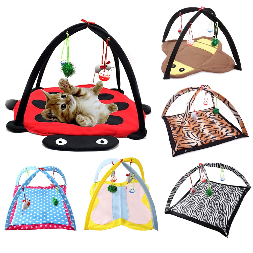 Cartoon Cat Play Tent Multifunctional Cat Hammocks Kitten Sleep Bed Foldable Cat Mat with Balls Cat Play House Toy - [[{"value":"{{ Babyvera Babyvera  }}"}]]