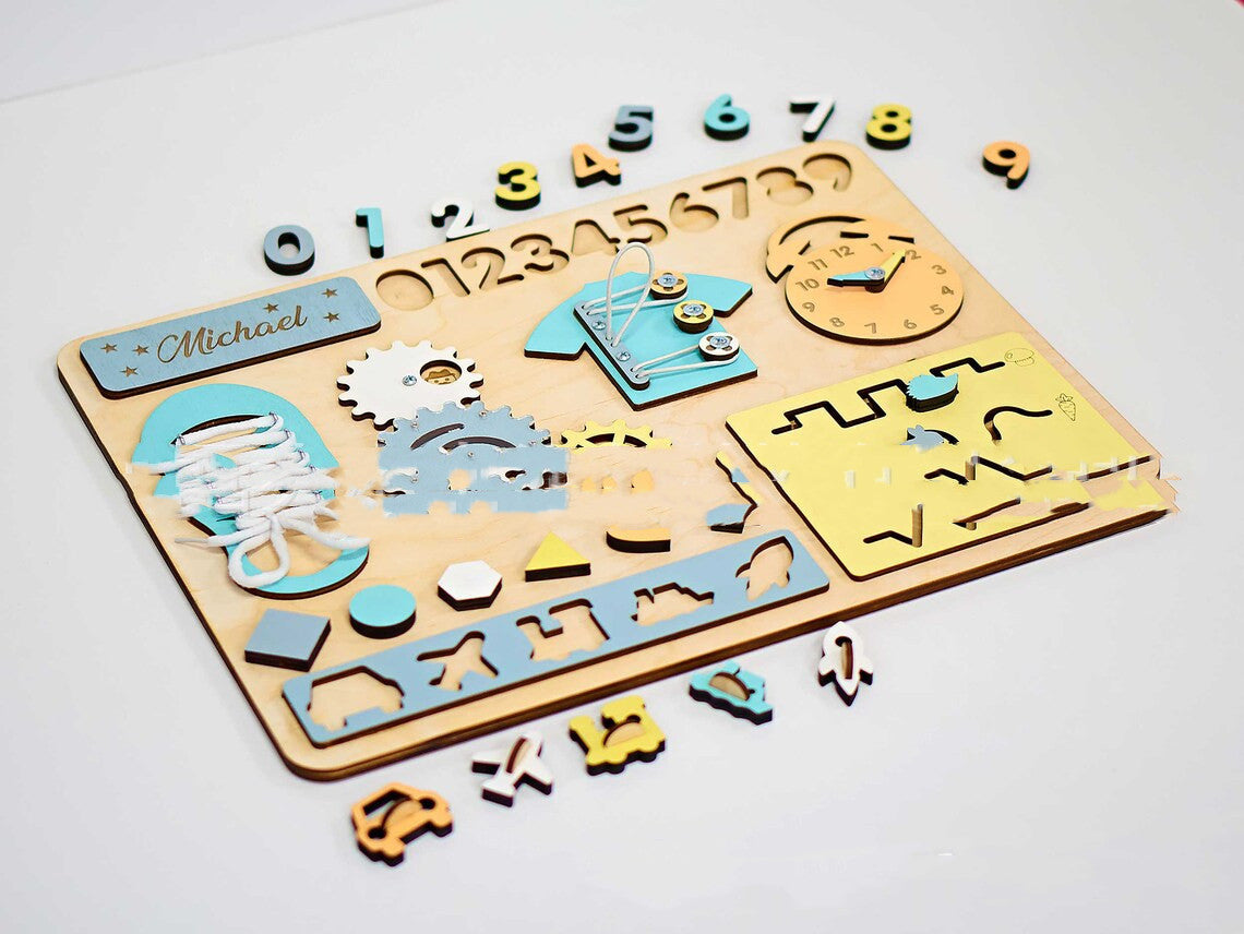 Montessori Busyboard Educational Toy Wooden - [[{"value":"{{ Babyvera Babyvera  }}"}]]
