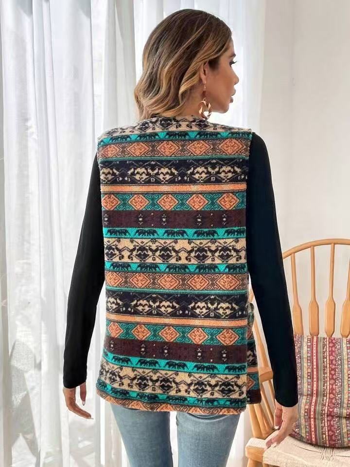 Women's Printed Double-sided Plush Buttonless Cardigan - [[{"value":"{{ Babyvera Babyvera  }}"}]]