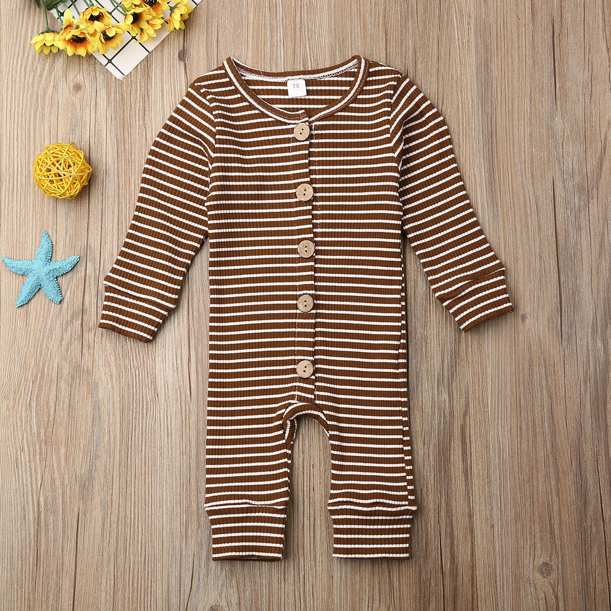 Newborn striped jumpsuit knitted warm clothing - [[{"value":"{{ Babyvera Babyvera  }}"}]]